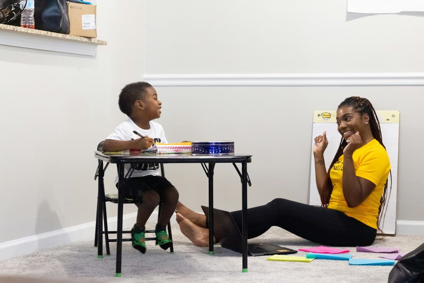 A parent and child learning together
